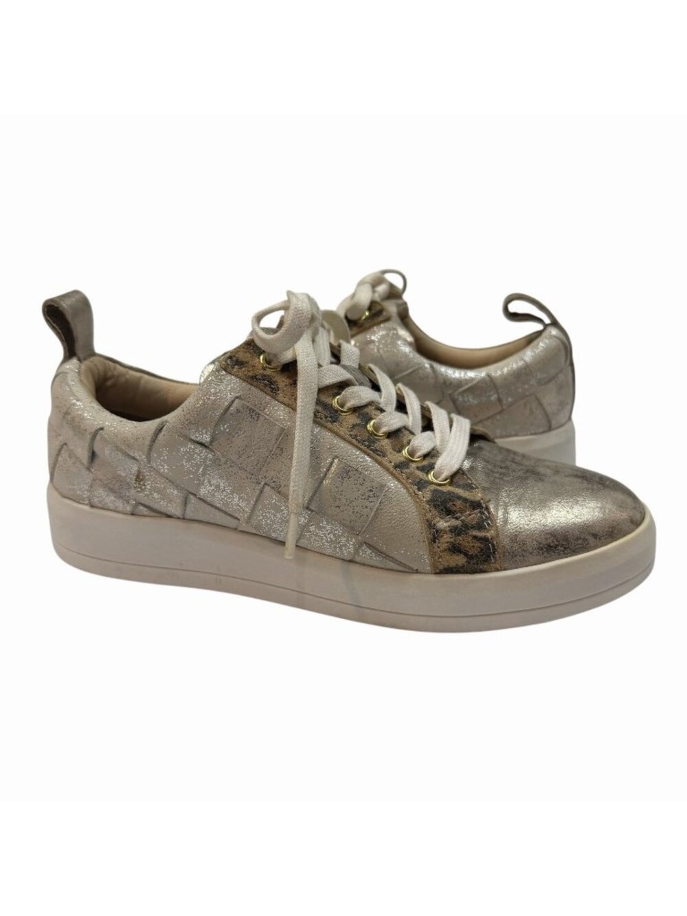 Diba True Yuli Ana Sneakers Size 6 M Metallic Gold Lattice Basketweave Trainers